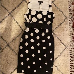 New black with white polka dots dress
